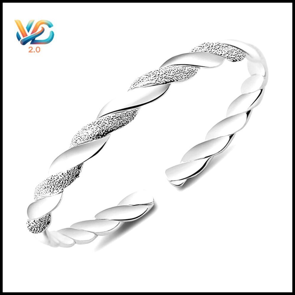 925 Sterling Silver Adjustable Bangle Bracelet Stackable Dainty‎ Jewelry